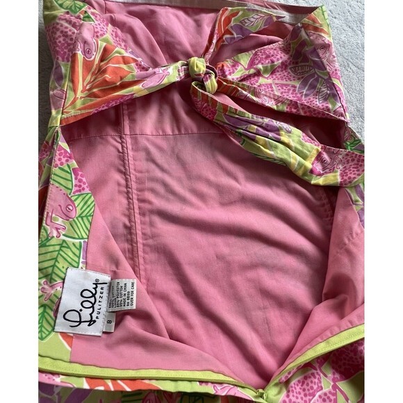 Lilly Pulitzer Dress Womens 8 Sabrina Bottoms Up Print Strapless Frog Floral - Picture 16 of 16